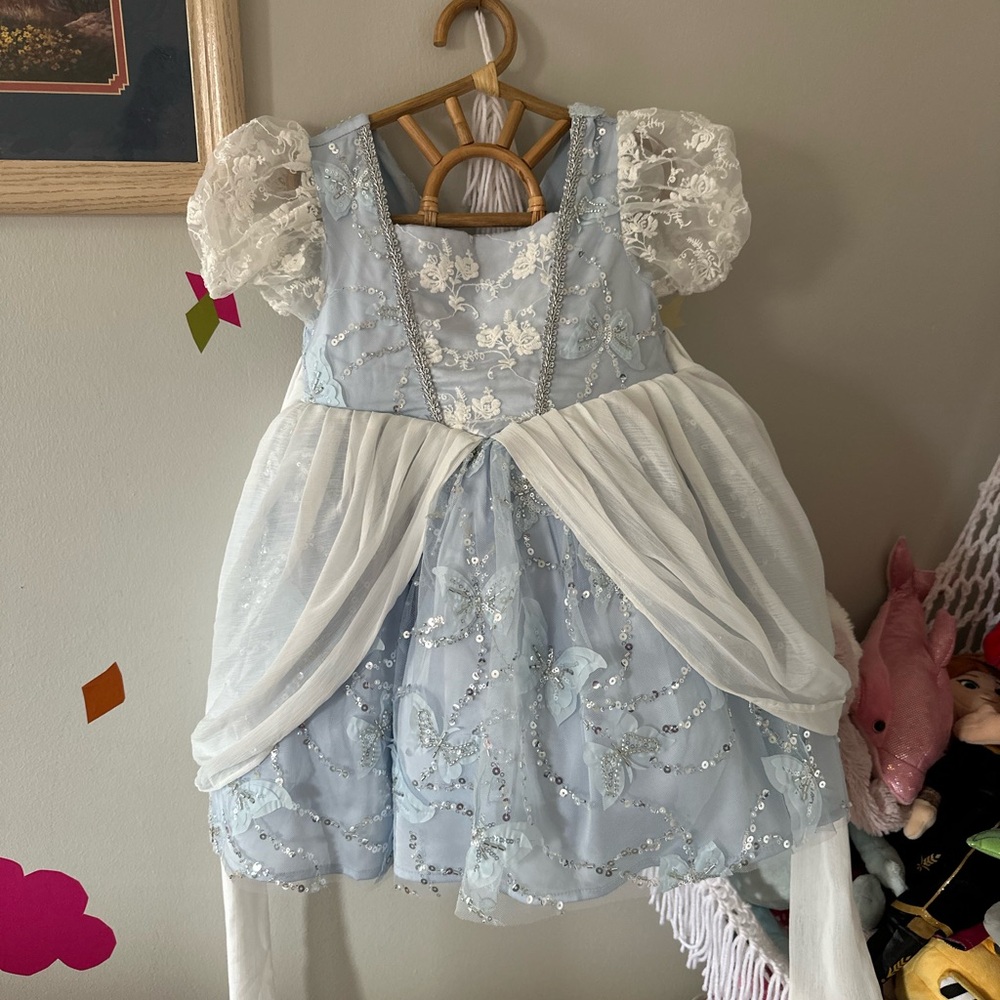 Charming Blue and White Kids Costume Dress
